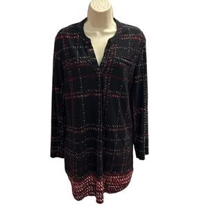 CATO Black Red White Long Sleeve‎ Tunic Size XL Pre-owned